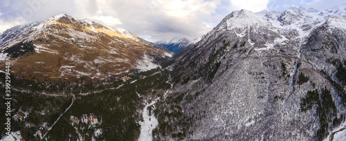 Panoramic aerial view of the Cheget valley