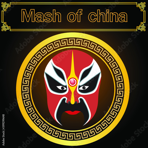 Vector illustration. Beijing opera mask of ancient people.