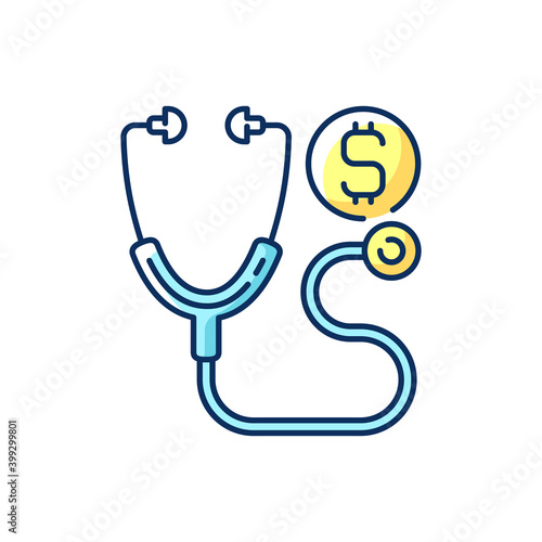 Consultation fee RGB color icon. Doctor check up cost. Fee-for-service payment. Medication and diagnostic tests. Health insurance coverage. High quality healthcare. Isolated vector illustration