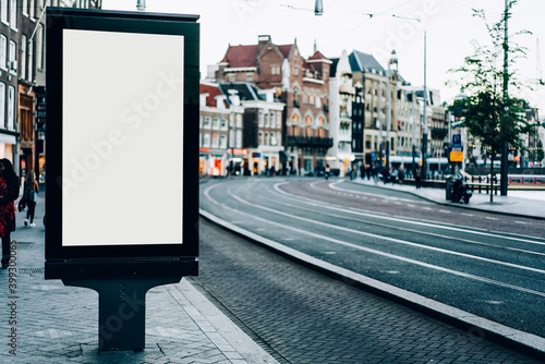 Photography Billboard with empty screen in historic city