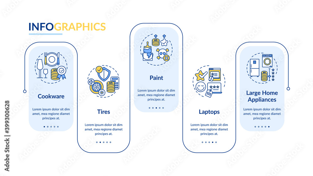 Quality costs vector infographic template. Paint, laptops, home ...