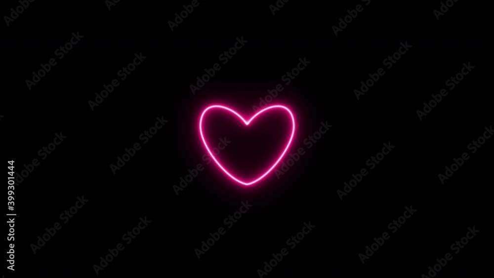 Pink love neon sign. Beating heart. Animation video footage. Looping realistic animation. Pink love neon sign. Beating heart. Animation video footage. Looping realistic animation.