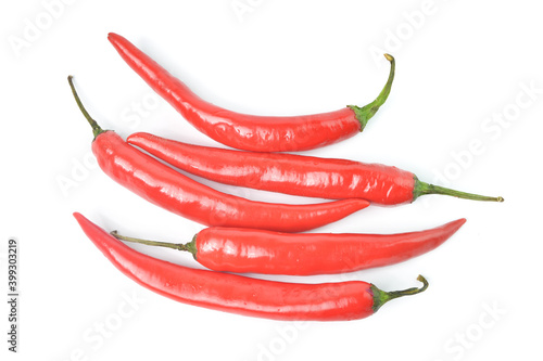 Bunch of red hot chili pepper isolated on a white background.