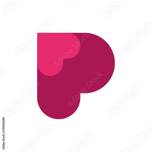 Letter P heart logo template