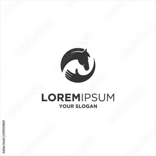 simple horse care logo vector