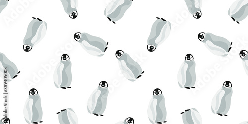 Pattern with the image of a penguin. Vector Illustration in Flat Style.