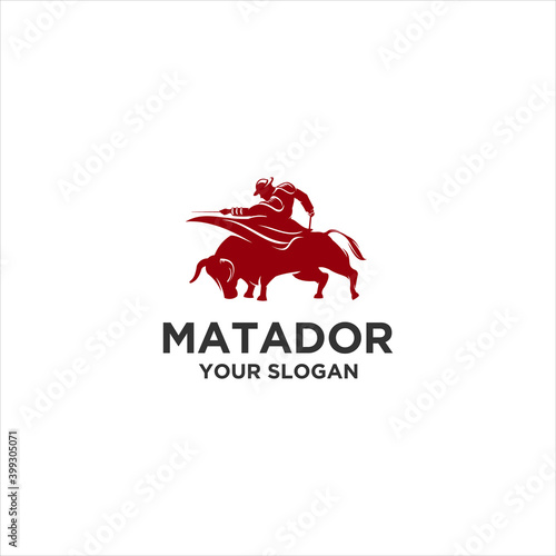 red matador silhouette logo vector photo
