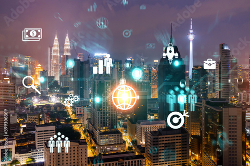 Photography Research and technological development glowing icons