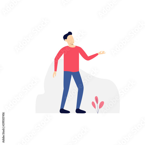 Vector illustration, young man character pose, modern flat people character, Ideal for motion, graphic and web design projects
