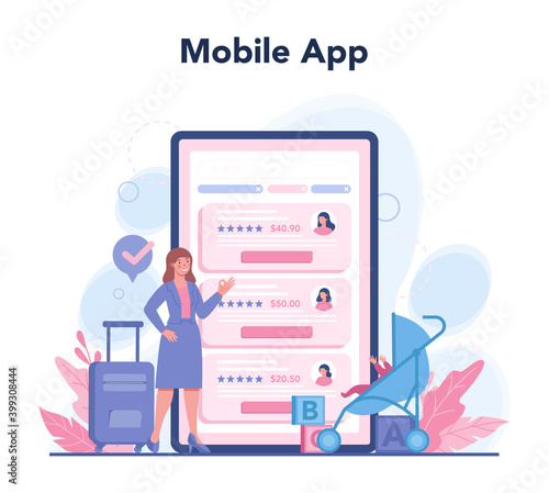 Babysitter service or nanny agency online service or platform