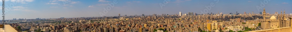 Panoramic of the skyline of the city of Cairo from the Alabaster Mosque, the capital of Egypt. Africa