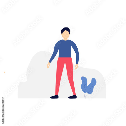 Vector illustration, young man character pose, modern flat people character, Ideal for motion, graphic and web design projects
