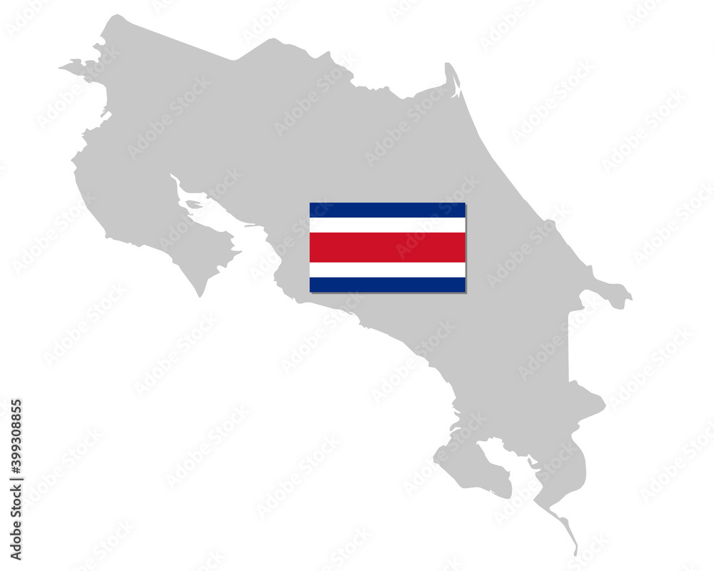 Obraz premium Fahne und Landkarte von Costa Rica