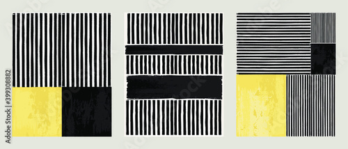 Set 3 illustration vector EPS 10 print hand draw painted abstract shapes geometry contemporary aesthetic mid century Scandinavian nordic
