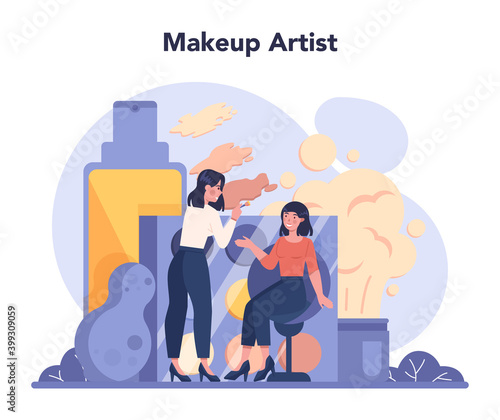Visagiste concept. Beauty center service concept. Woman applying