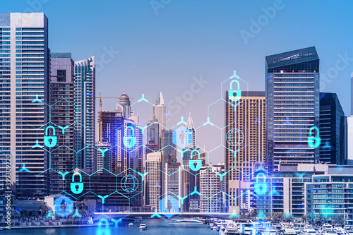Photography Skyscrapers of Dubai business downtown