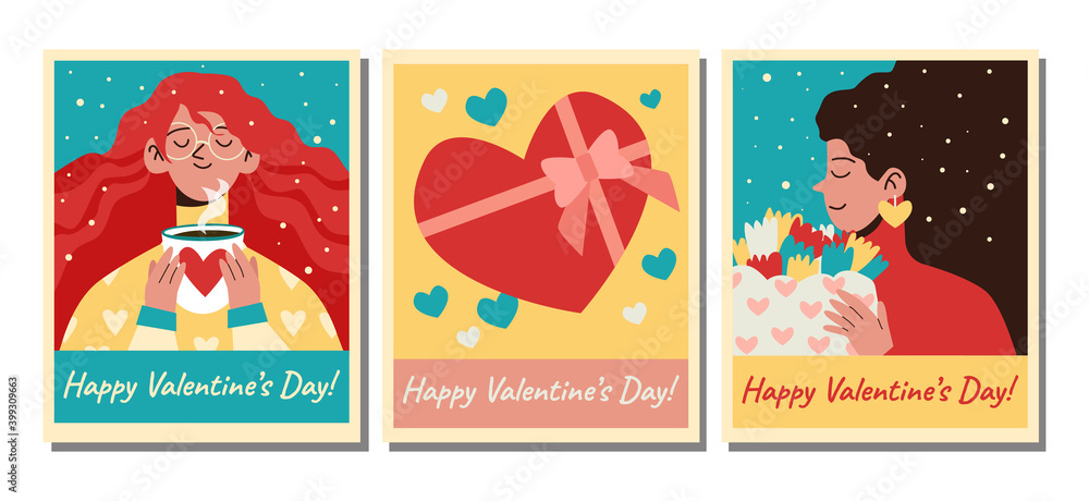 Valentine's Day card templates design. Vector illustration. February 14. Love. Heart. 