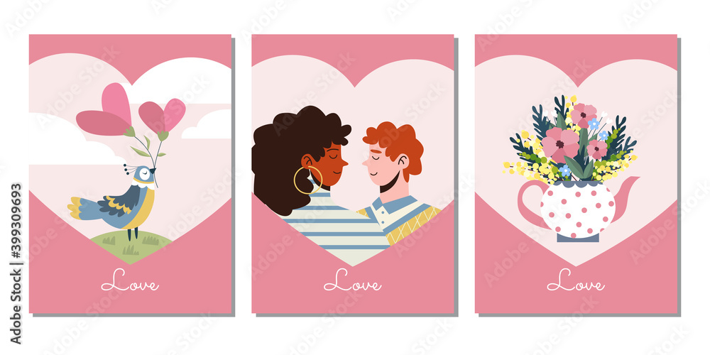 Valentine's Day card templates design. Vector illustration. February 14. Love. Heart. 