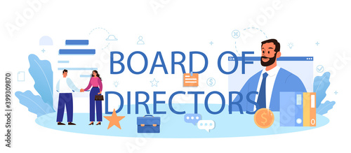 Directors board typographic header. Business planning and development