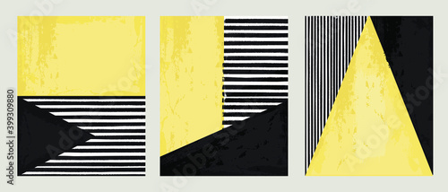 Set 3 illustration vector EPS 10 print hand draw painted abstract shapes geometry contemporary aesthetic mid century Scandinavian nordic
