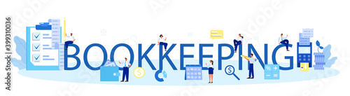 Bookkeeping typographic header. Professional accountant office manager.