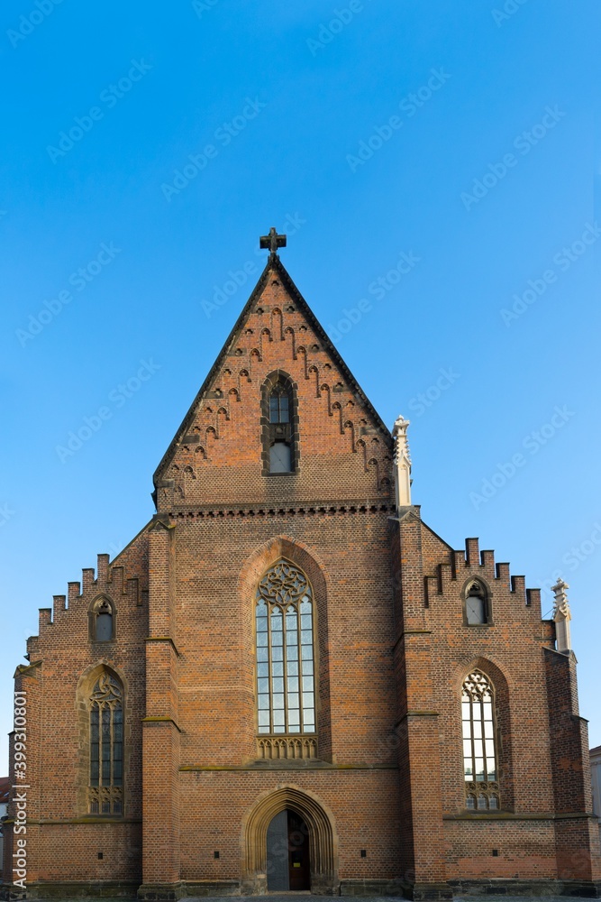 Fototapeta premium HRADEC KRALOVE, CZECH REPUBLIC - DECEMBER 10, 2020: The Cathedral of the Holy Spirit in the historic city center. Hradec Kralove is a big city in the Hradec Kralove Region Bohemia, Czech republic