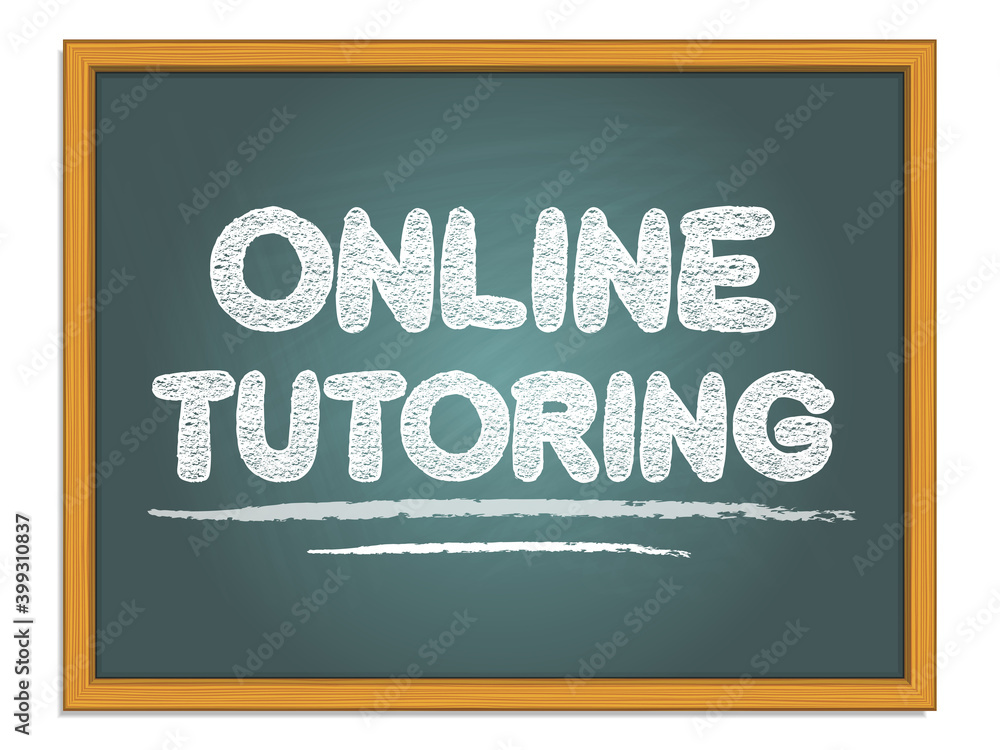 Obraz premium Online tutoring white chalk lettering on chalkboard