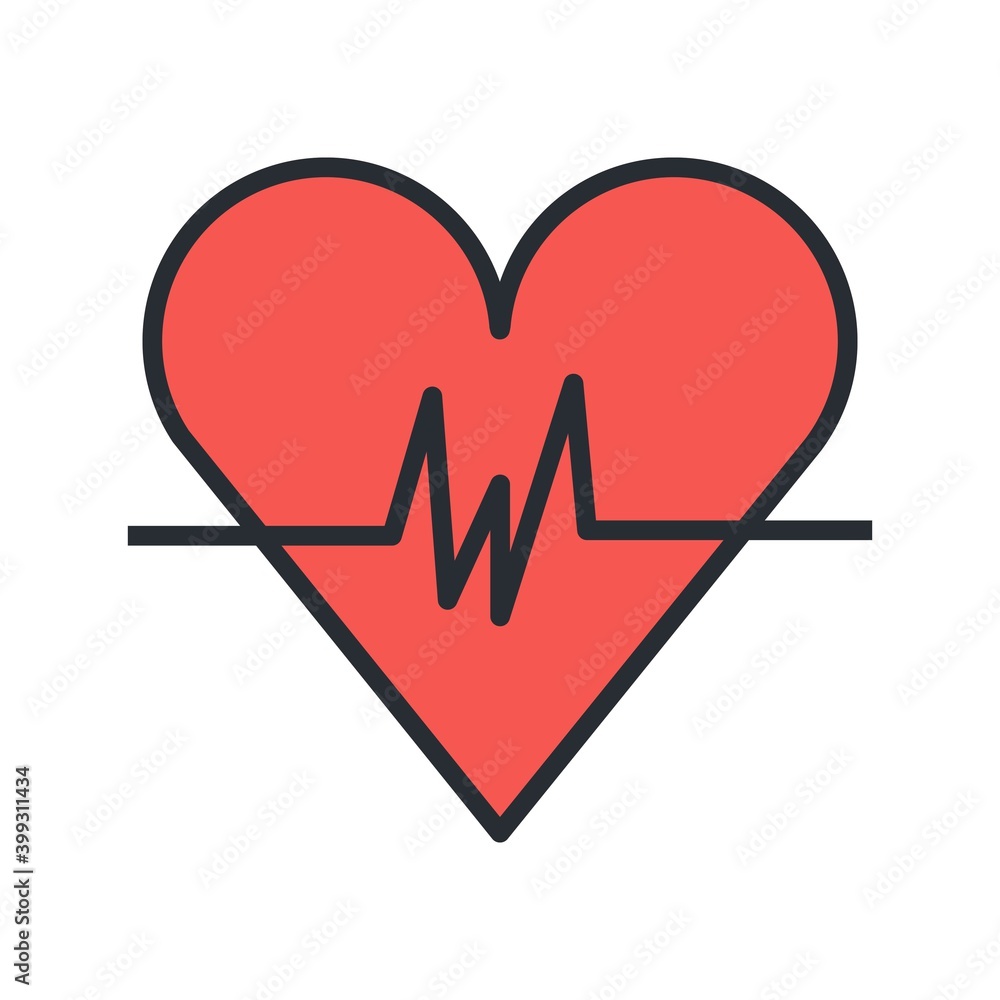 Heart beat, heart rate monitor icon. Flat design illustration. Heart beat, heart rate monitor icon. Flat design illustration.