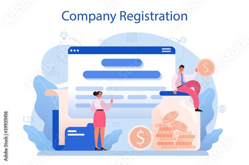 New company registration. Business start up form. Brand