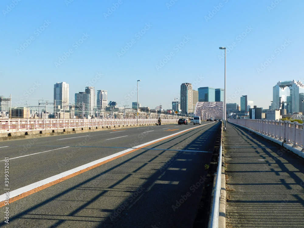 十三大橋北詰から大阪市北区方面を望んだ風景(2020年12月撮影)