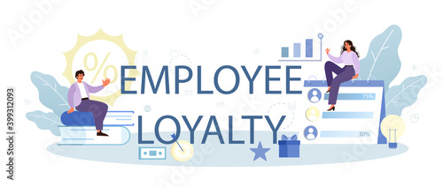 Employee loyalty typographic header. Staff management, empolyee