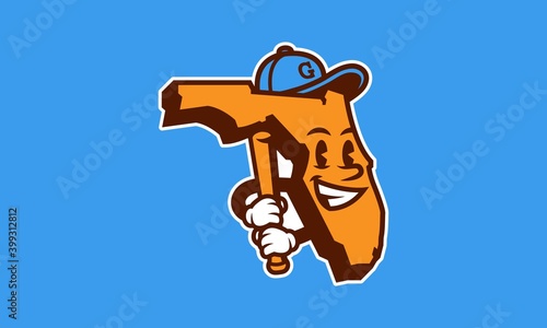 Florida Baseball vector mascot logo illustration