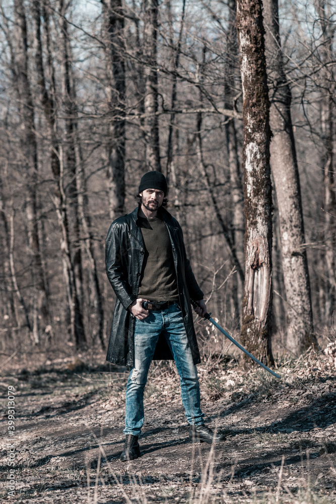 Naklejka premium City samurai. The character