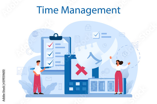 Time management concept. Business people work time