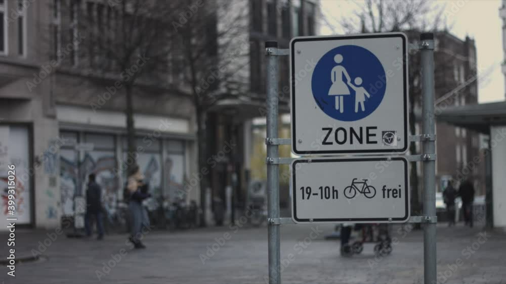 Fußgängerzone Schild Personen Hintergrund Fußgängerzone Schild Personen Hintergrund