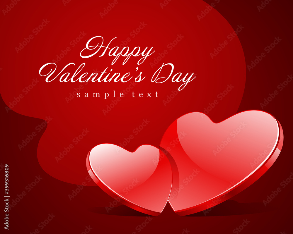 Happy valentines day card design and red shiny hearts vector background Happy valentines day card design and red shiny hearts vector background