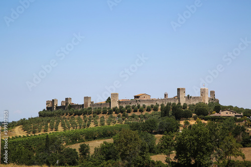 View of the fortress town of Monteriggioni, Italy