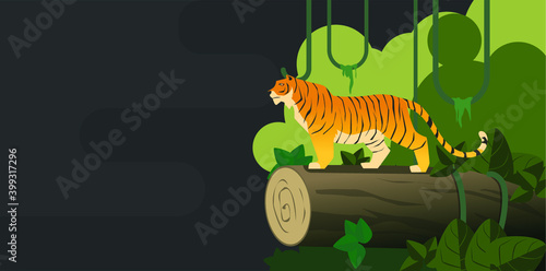 Tiger in jungle vector illustration