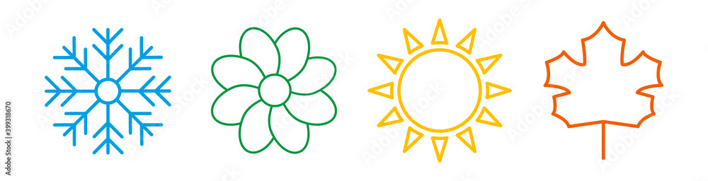 Four seasons year icon set. Vector illustration Four seasons year icon set. Vector illustration