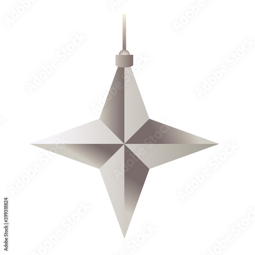 happy merry christmas silver star with four pointed