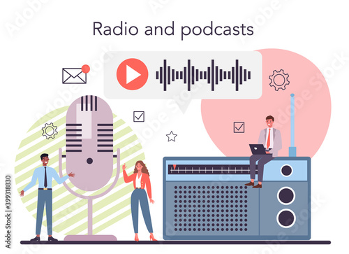 Media web banner or landing page. Brand promotion with audio
