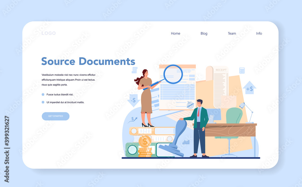 Accountant office manager web banner or landing page .