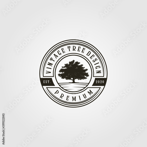 tree logo vintage vector in emblem illustration design
