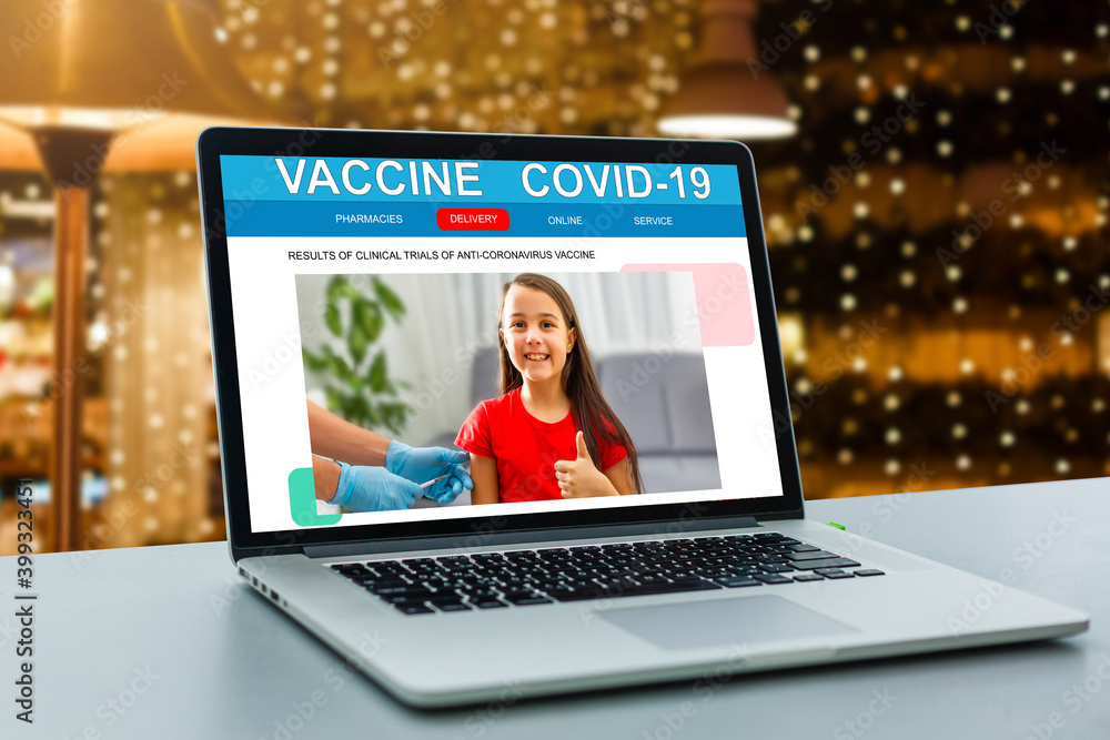 on the laptop monitor information about vaccination against Covid-19 on the laptop monitor information about vaccination against Covid-19