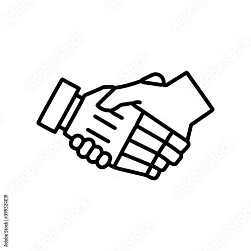 hand shake human and robot line icon