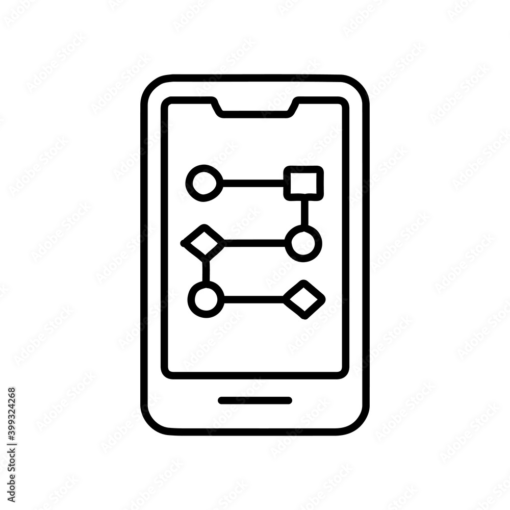 Mobile phone information technology line icon Mobile phone information technology line icon