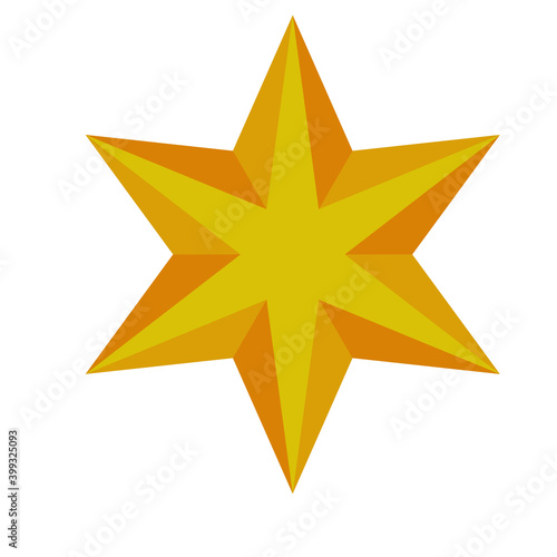 happy merry christmas golden star with six pointed icon