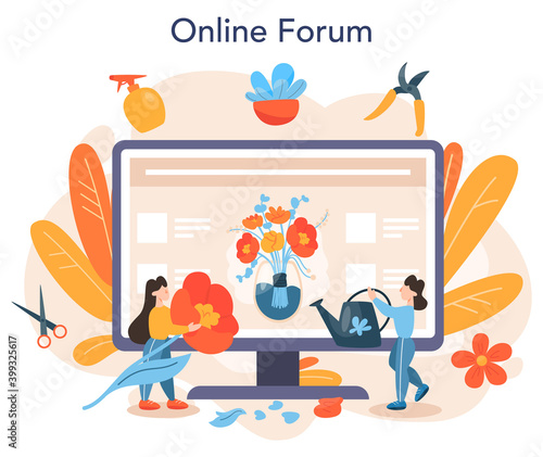 Florist online service or platform. Creative occupation in floral