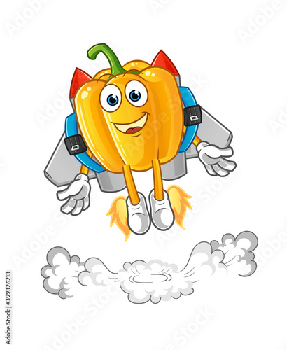 paprika with jetpack mascot. cartoon vector