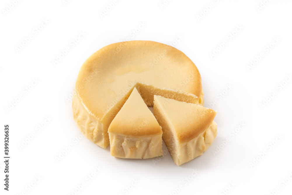 Traditional New York cheesecake isolated on white background Traditional New York cheesecake isolated on white background